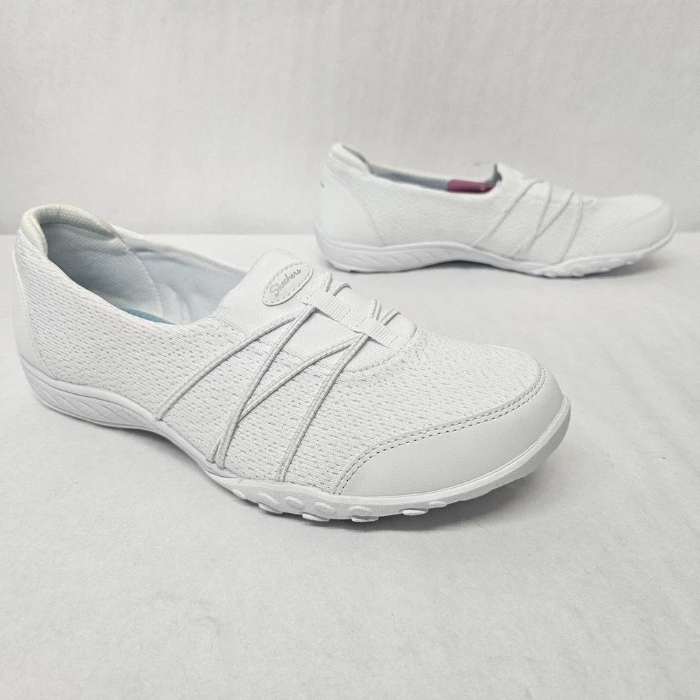 Skechers Breathe Easy - Harbor Hues Slip-on Shoes 100758 White Women's Size 9